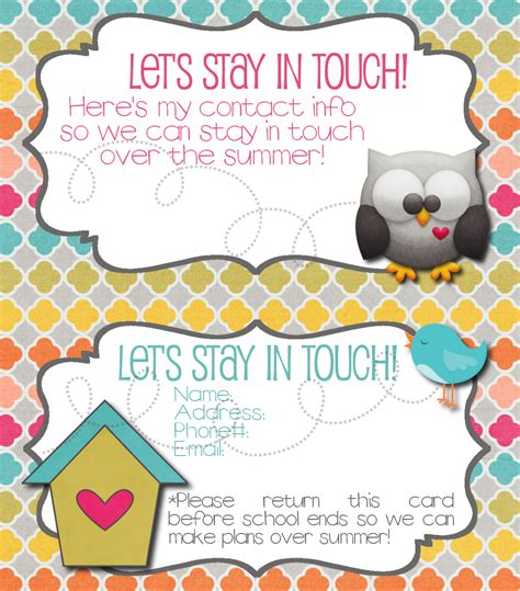 Keep In Touch Cards Printable
